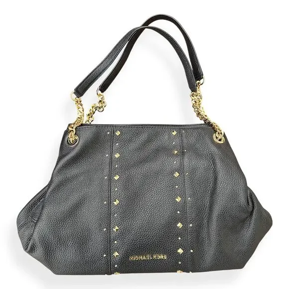 Michael Kors Jet Set Studded Leather Black Handbag | BRAND NEW - Picture 3 of 6